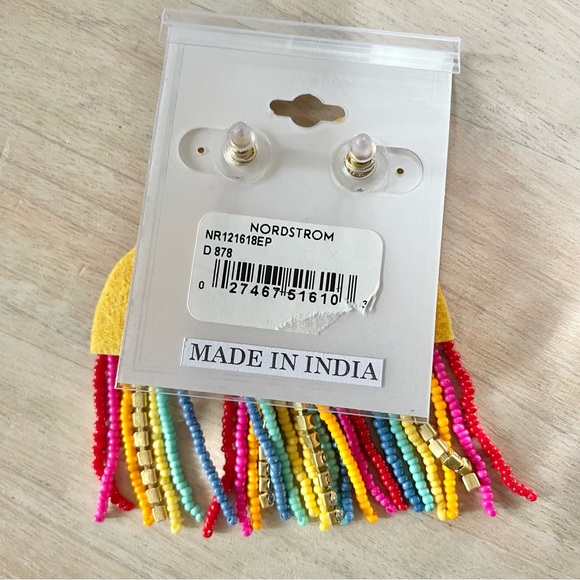 NWT Beaded and Rhinestone Rainbow Post Earrings - Picture 3 of 4